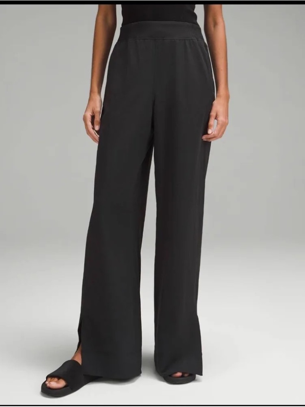 Lululemon Stretch Woven Wide-Leg High-Rise Black Pants Size Medium